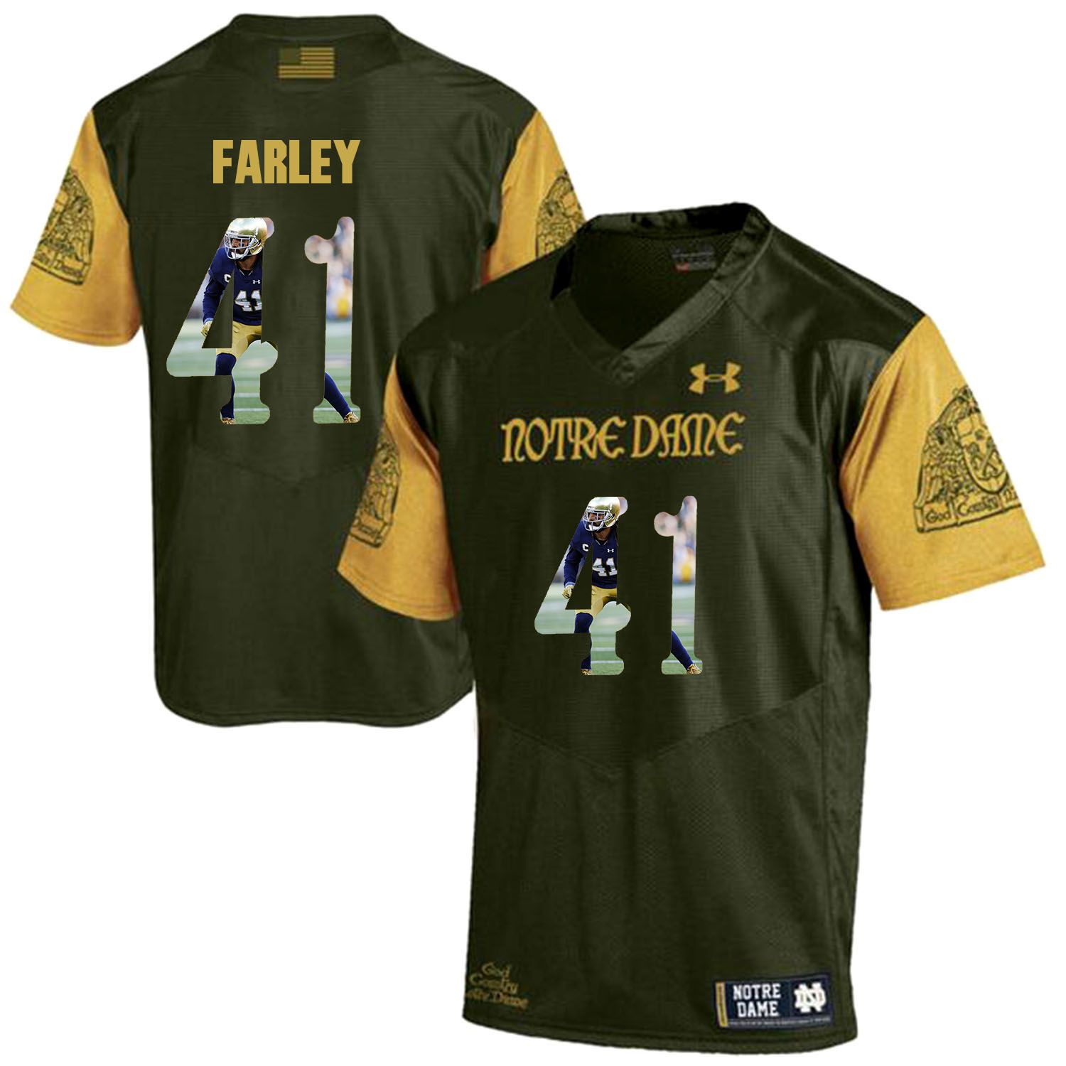 Men Norte Dame Fighting Irish #41 Farley Green Fashion Edition Customized NCAA Jerseys->customized ncaa jersey->Custom Jersey